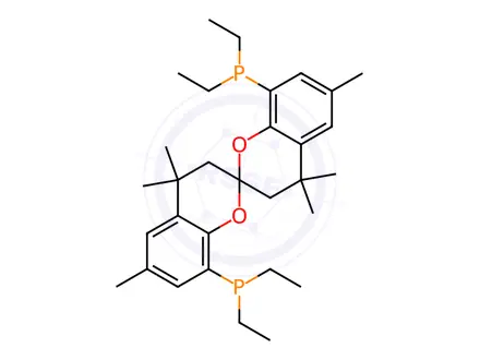 Chemical structure of (4,4,4',4',6,6'-Hexamethyl-2,2'-spirobi[chroman]-8,8'-diyl)bis(diethylphosphine)
