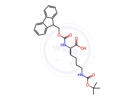 Chemical structure of N2-(((9H-Fluoren-9-yl)methoxy)carbonyl)-N6-(tert-butoxycarbonyl)-L-lysine