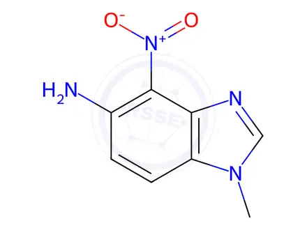 Chemical structure of Benzimidazole, 5-amino-1-methyl-4-nitro-(8CI)