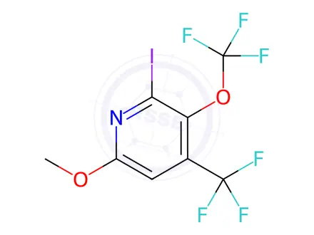 Chemical structure of 2-Iodo-6-methoxy-3-(trifluoromethoxy)-4-(trifluoromethyl)pyridine