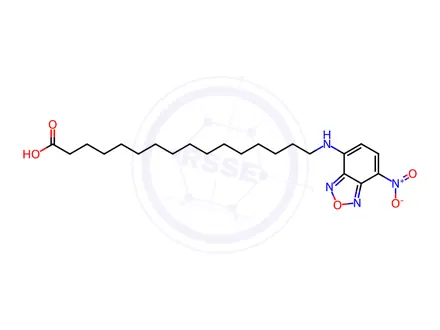 Chemical structure of palmitic acid-NBD