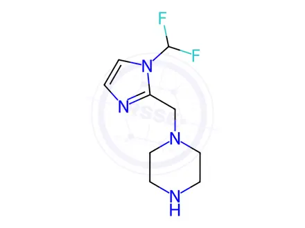 Chemical structure of 1-[[1-(DIFLUOROMETHYL)-1H-IMIDAZOL-2-YL]METHYL]PIPERAZINE TRIHYDROCHLORIDE