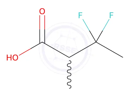 Chemical structure of Butanoic acid, 3,3-difluoro-2-methyl-
