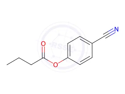 Chemical structure of butyric acid, ester with p-hydroxybenzonitrile