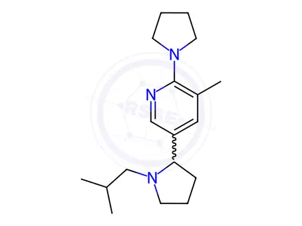 Chemical structure of 5-(1-Isobutylpyrrolidin-2-yl)-3-methyl-2-(pyrrolidin-1-yl)pyridine