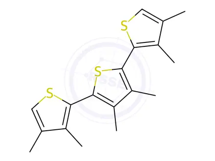 Chemical structure of 3,3',3'',4,4',4''-Hexamethyl-2,2':5',2''-terthiophene