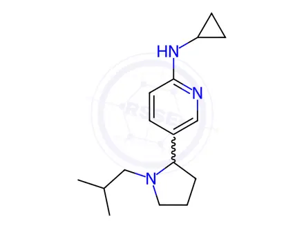 Chemical structure of N-cyclopropyl-5-(1-isobutylpyrrolidin-2-yl)pyridin-2-amine