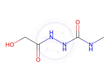 Chemical structure of Acetic acid, 2-hydroxy-, 2-[(methylamino)carbonyl]hydrazide