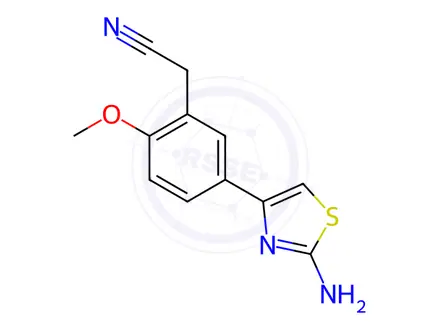 Chemical structure of [5-(2-amino-1,3-thiazol-4-yl)-2-methoxyphenyl]acetonitrile