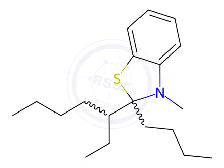 Chemical structure of Benzothiazole, 2-butyl-2-(1-ethylpentyl)-2,3-dihydro-3-methyl-(9CI)