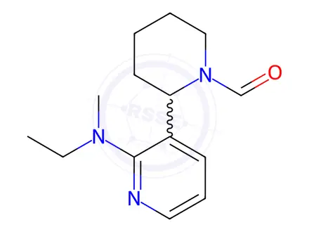 Chemical structure of 2-(2-(Ethyl(methyl)amino)pyridin-3-yl)piperidine-1-carbaldehyde