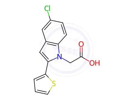 Chemical structure of (5-chloro-2-thien-2-yl-1H-indol-1-yl)acetic acid