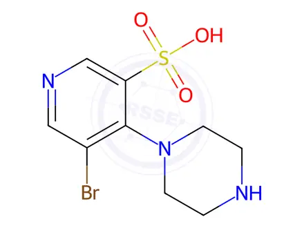 Chemical structure of 5-Bromo-4-(piperazin-1-yl)pyridine-3-sulfonic acid