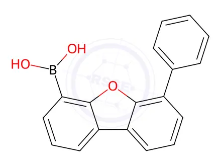 Chemical structure of 6-Phenyldibenzofuran-4-boronic Acid