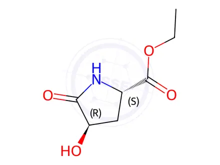 Chemical structure of Proline, 4-hydroxy-5-oxo-, ethyl ester, trans-(9CI)