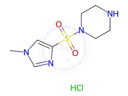 Chemical structure of 1-((1-Methyl-1H-imidazol-4-yl)sulfonyl)piperazine hydrochloride