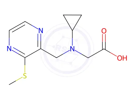 Chemical structure of 2-(Cyclopropyl((3-(methylthio)pyrazin-2-yl)methyl)amino)acetic acid