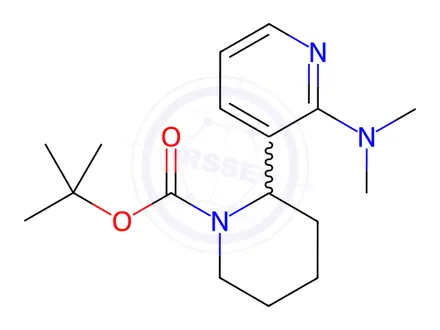 Chemical structure of tert-Butyl 2-(2-(dimethylamino)pyridin-3-yl)piperidine-1-carboxylate