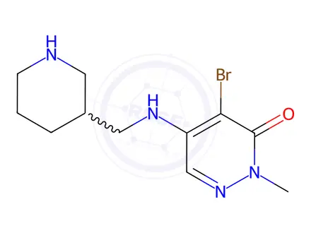 Chemical structure of 4-Bromo-2-methyl-5-((piperidin-3-ylmethyl)amino)pyridazin-3(2H)-one hydrochloride