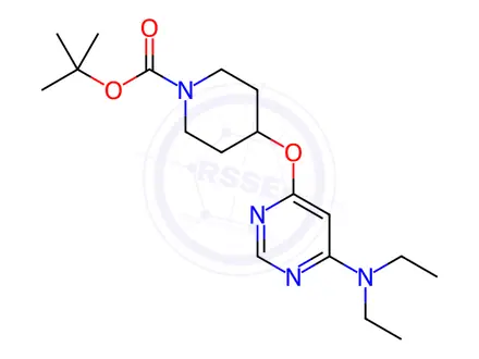 Chemical structure of 4-(6-DiethylaMino-pyriMidin-4-yloxy)-piperidine-1-carboxylic acid tert-butyl ester