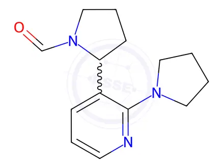 Chemical structure of 2-(2-(Pyrrolidin-1-yl)pyridin-3-yl)pyrrolidine-1-carbaldehyde