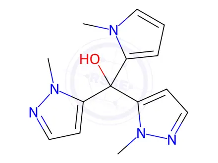 Chemical structure of Bis(1-methyl-1H-pyrazol-5-yl)(1-methyl-1H-pyrrol-2-yl)methanol