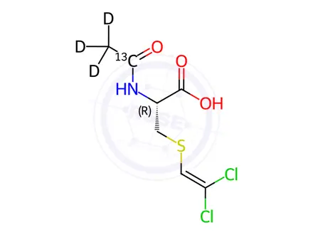 Chemical structure of N-Acetyl-S-(2,2-dichloroethenyl)-L-cysteine-13C,d3