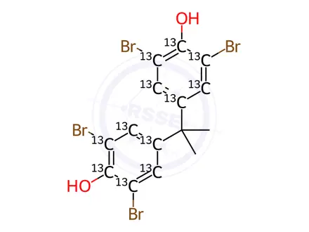 Chemical structure of Bisphenol A Impurity 32-13C12 (Tetrabromobisphenol A-13C12)