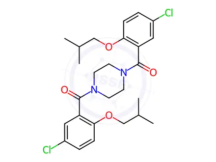 Chemical structure of Piperazine-1,4-diylbis((5-chloro-2-isobutoxyphenyl)methanone)