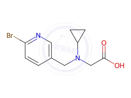 Chemical structure of 2-(((6-Bromopyridin-3-yl)methyl)(cyclopropyl)amino)acetic acid