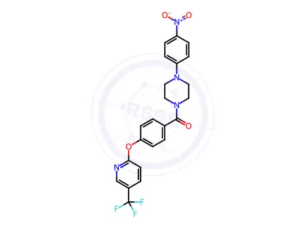 Chemical structure of (4-(4-Nitrophenyl)piperazin-1-yl)(4-((5-(trifluoromethyl)pyridin-2-yl)oxy)phenyl)methanone