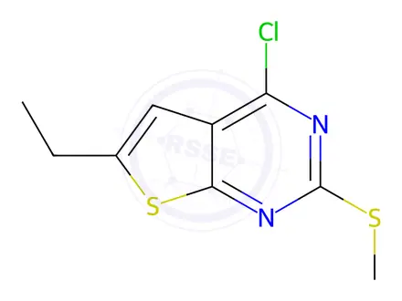 Chemical structure of 4-Chloro-6-ethyl-2-(methylsulfanyl)thieno[2,3-d]pyrimidine