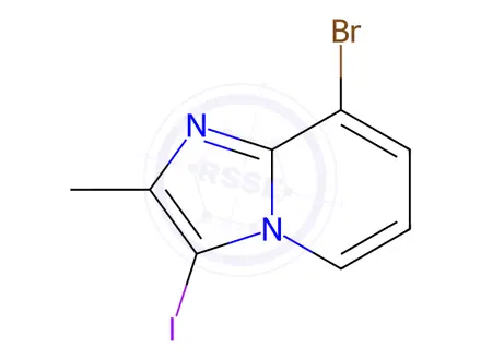 Chemical structure of Imidazo[1,2-a]pyridine, 8-bromo-3-iodo-2-methyl-
