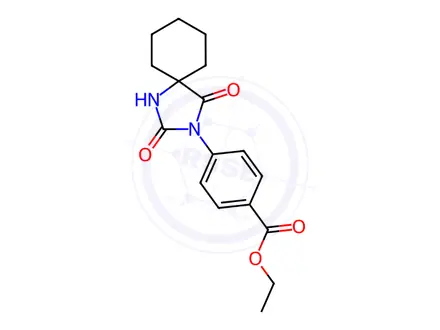 Chemical structure of 4-(2,4-Dioxo-1,3-diaza-spiro[4.5]dec-3-yl)-benzoic acid ethyl ester