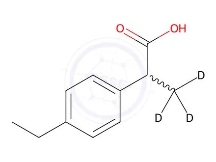 Chemical structure of p-Ethylhydratropic Acid-d3