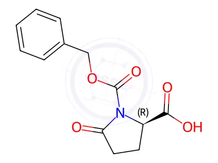 Chemical structure of Z-D-pyroglutamic acid