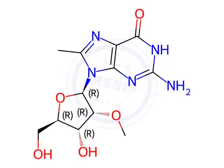 Chemical structure of Guanosine, 8-methyl-2'-O-methyl-