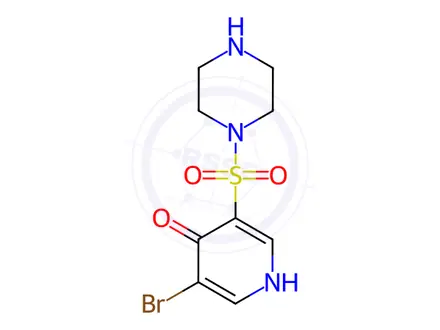 Chemical structure of 3-Bromo-5-(piperazin-1-ylsulfonyl)pyridin-4-ol