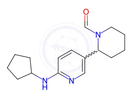 Chemical structure of 2-(6-(Cyclopentylamino)pyridin-3-yl)piperidine-1-carbaldehyde