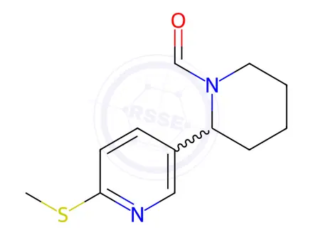 Chemical structure of 2-(6-(Methylthio)pyridin-3-yl)piperidine-1-carbaldehyde