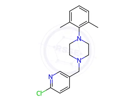 Chemical structure of 1-((6-Chloropyridin-3-yl)methyl)-4-(2,6-dimethylphenyl)piperazine