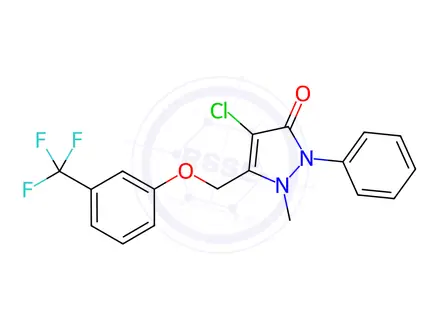 Chemical structure of 4-Chloro-1-methyl-2-phenyl-5-{[3-(trifluoromethyl)phenoxy]methyl}-1,2-dihydro-3H-pyrazol-3-one