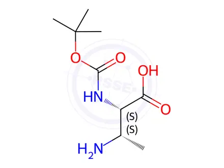 Chemical structure of Butanoic acid, 3-amino-2-[[(1,1-dimethylethoxy)carbonyl]amino]-, (2S,3S)-