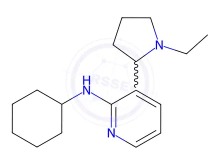 Chemical structure of N-Cyclohexyl-3-(1-ethylpyrrolidin-2-yl)pyridin-2-amine