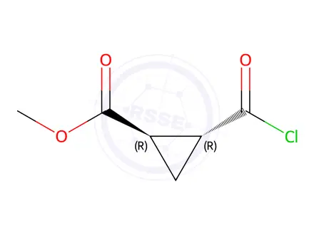 Chemical structure of Cyclopropanecarboxylic acid, 2-(chlorocarbonyl)-, methyl ester, (1R,2R)-rel-(9CI)