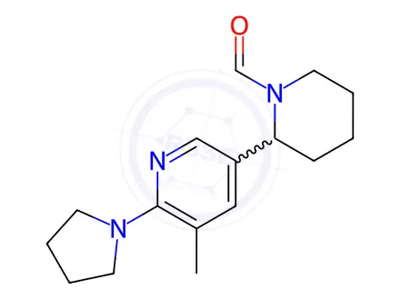 Chemical structure of 2-(5-Methyl-6-(pyrrolidin-1-yl)pyridin-3-yl)piperidine-1-carbaldehyde