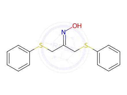 Chemical structure of 1,3-bis(phenylsulfanyl)acetone oxime