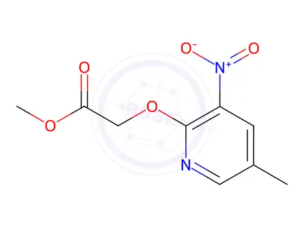 Chemical structure of Acetic acid, 2-[(5-methyl-3-nitro-2-pyridinyl)oxy]-, methyl ester