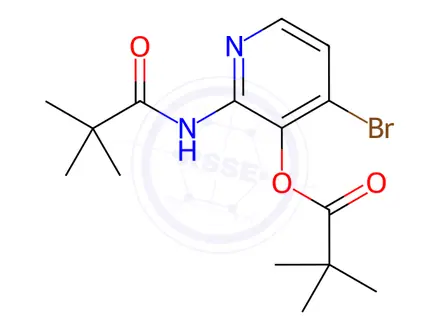 Chemical structure of 4-Bromo-2-pivalamidopyridin-3-yl pivalate