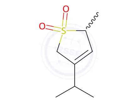 Chemical structure of Thiophene, 2,5-dihydro-2-methyl-4-(1-methylethyl)-, 1,1-dioxide (9CI)